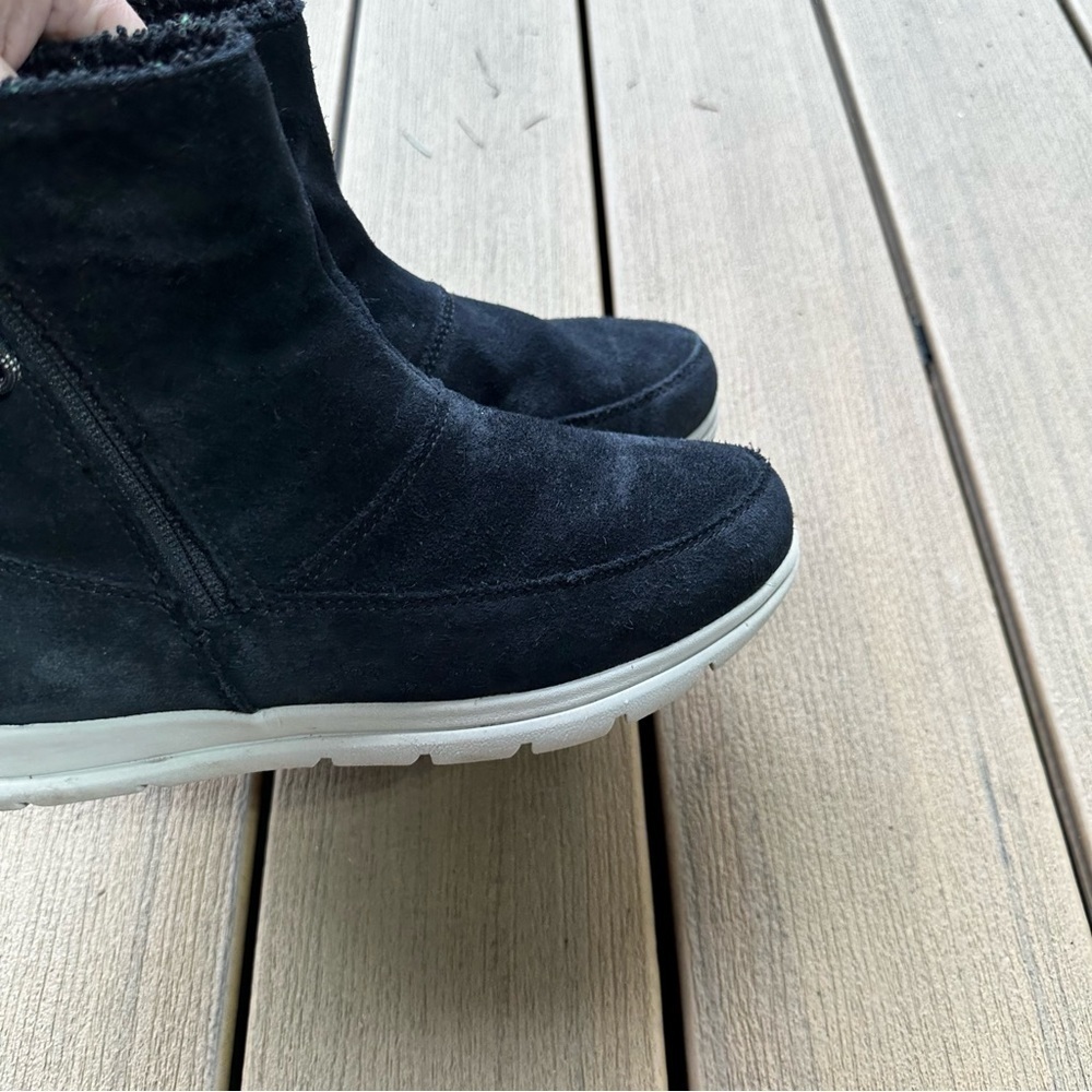 Sorel Explorer Side Zip Suede Black Boots Waterproof Faux Fur Lined Size 7 Women - Picture 5 of 12